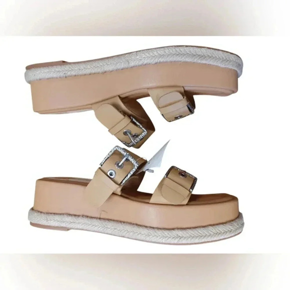 Dolce Vita NWT Square Toe Espadrilles Tan Leather Sandals - Picture 3 of 9